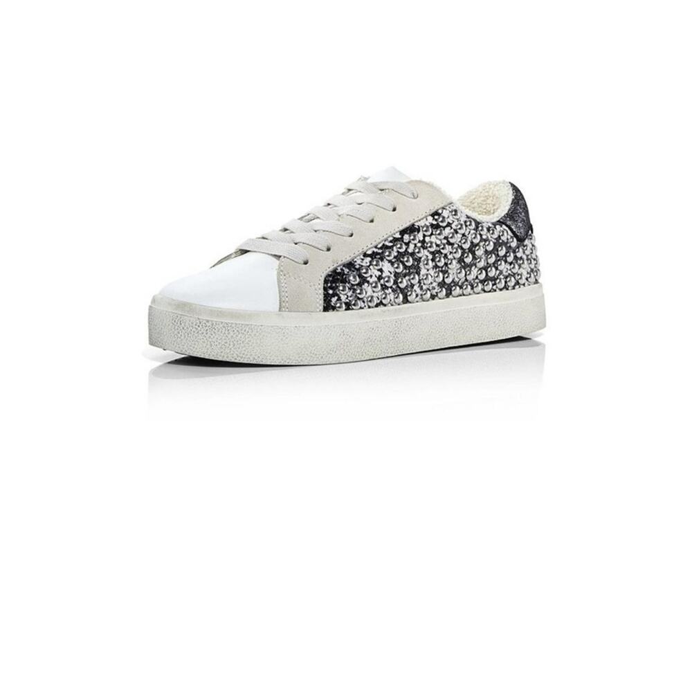 Aqua Shoes Womens Size 6 White AQ-TESS Studded Snake Leather Sneakers New Box